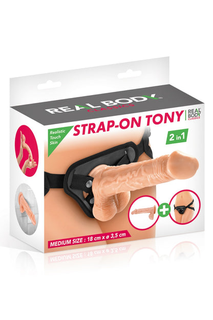 2 en 1 Gode ceinture interchangeable Tony 18 cm