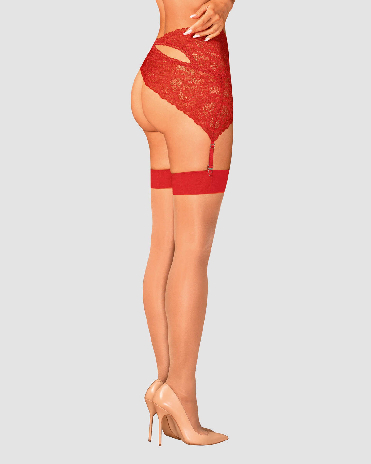 S814 Bas jarretelles rouge – Obsessive – vue 1