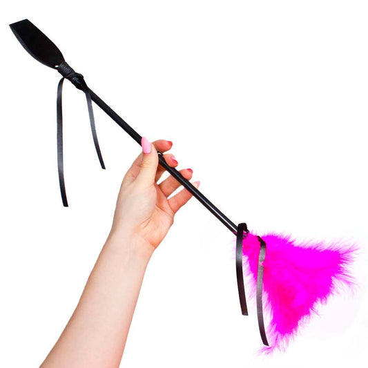 Cravache avec plumeau secret play - Rose – Secret Play – vue 1