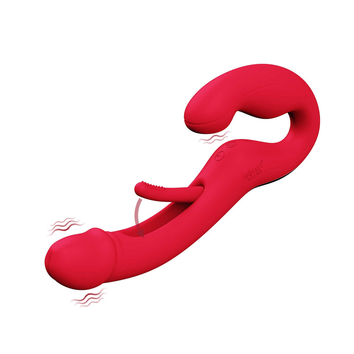 Harmony Duo Strap on vibrant avec tapotage – Rouge – Honey Play box – vue 3