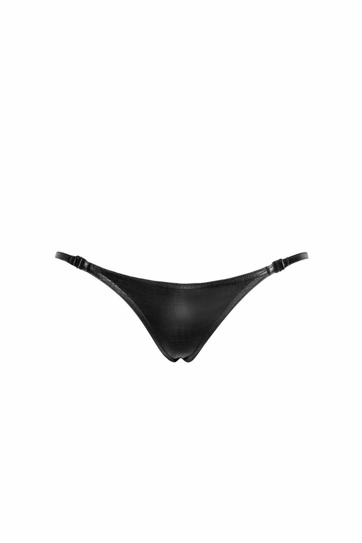 P012 String en crocodile sauvage avec double ouverture – Noir Handmade – vue 5