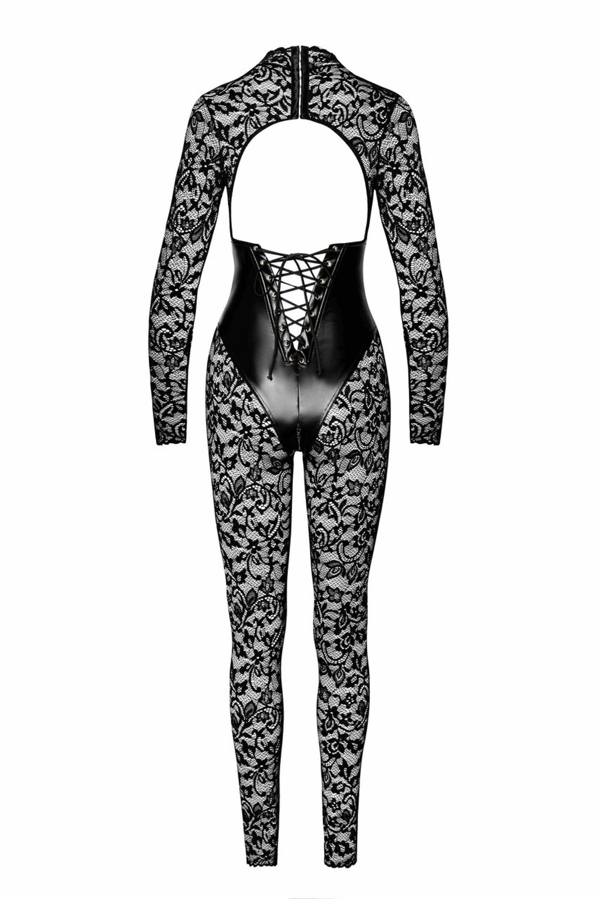 F299 Combinaison en dentelle Enigma avec corsage sous poitrine – Noir Handmade – vue 6