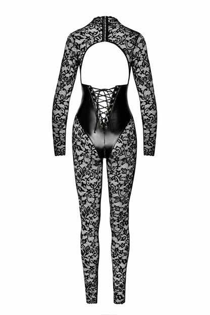 F299 Combinaison en dentelle Enigma avec corsage sous poitrine – Noir Handmade – vue 6