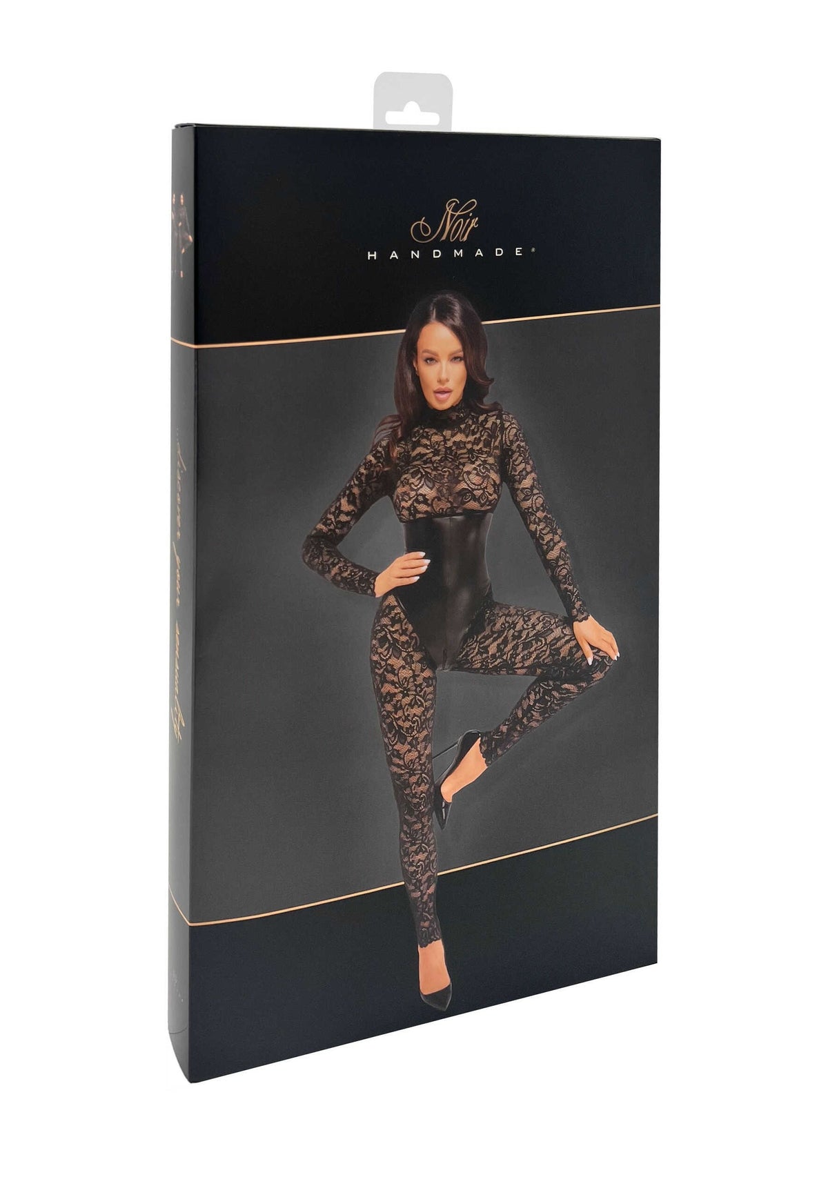 F299 Combinaison en dentelle Enigma avec corsage sous poitrine – Noir Handmade – vue 7