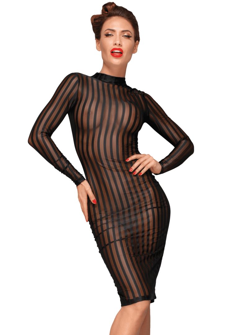 F182 Robe classique en tulle élastique – Noir Handmade – vue 1