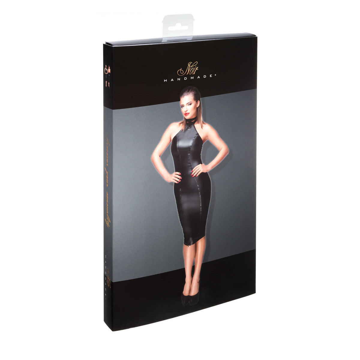 F160 Robe crayon Powerwetlook – Noir Handmade – vue 4