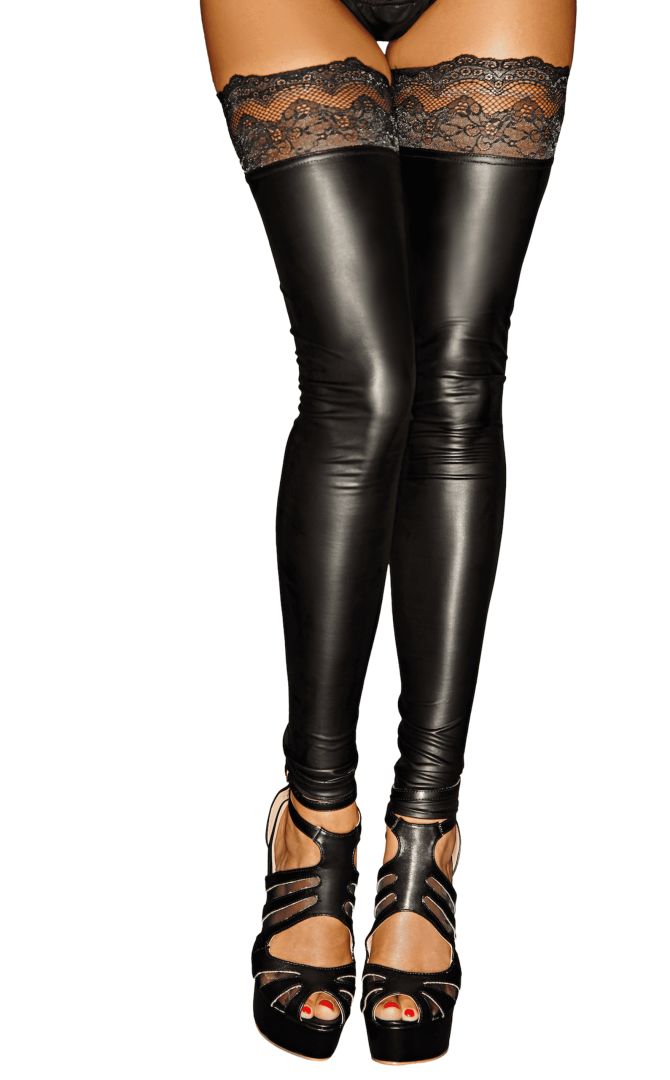 F135 Bas Powerwetlook – Noir Handmade – vue 1