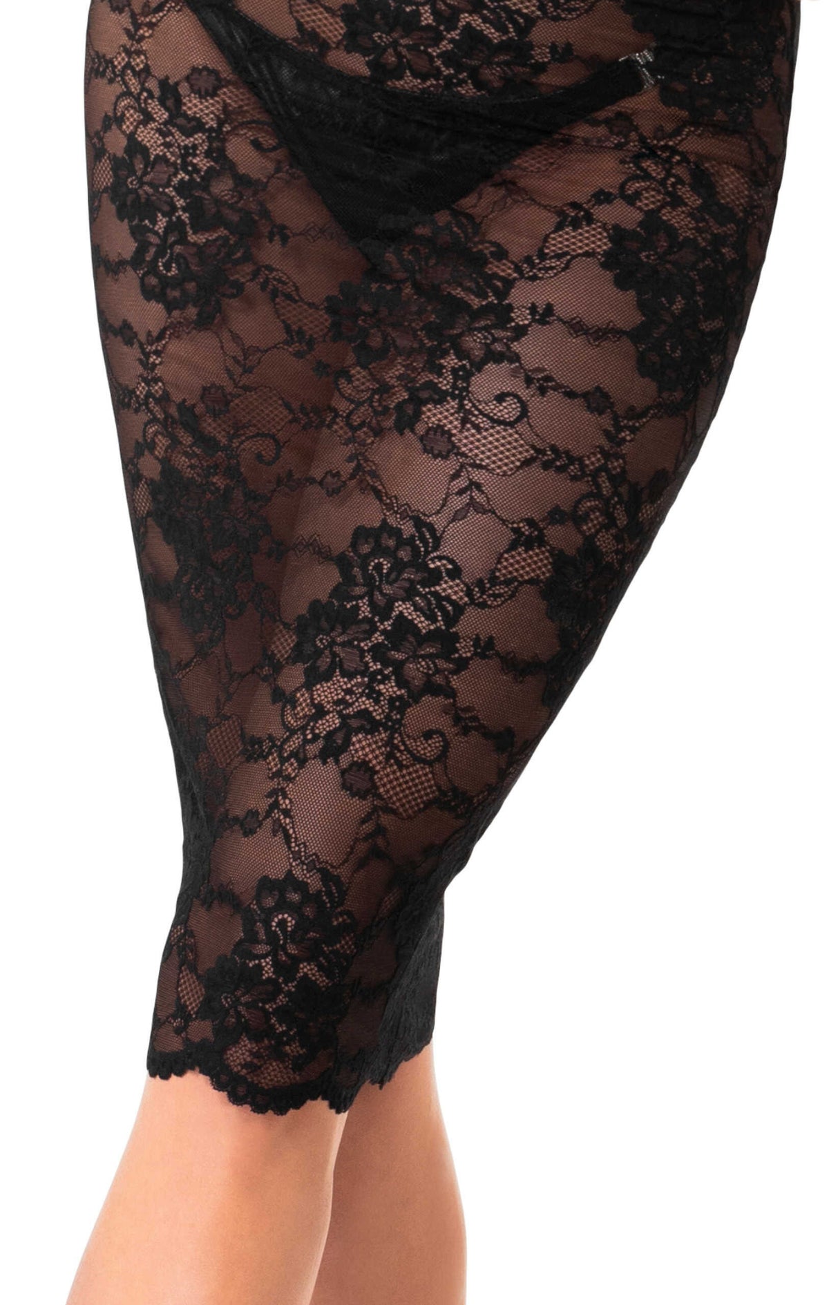 F338 Robe Midi en dentelle Nocturne – Noir Handmade – vue 3