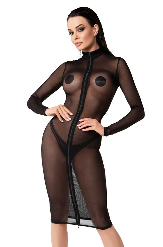 F347 Midi Robe Ecstasy – Noir Handmade – vue 1