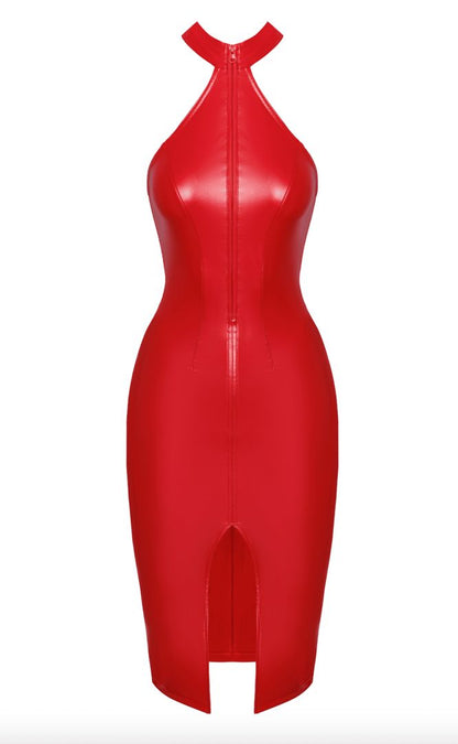 F354 midi robe Orgia Rouge – Noir Handmade – vue 6