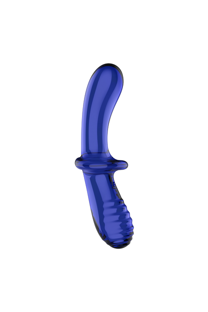 Gode en verre borosilicaté massif bleu Double Crystal Satisfyer