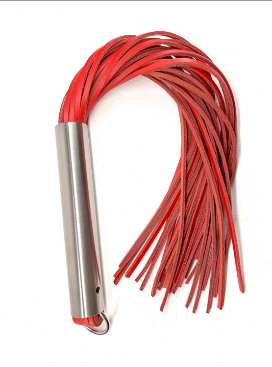 Martinet homme rouge manche métal lanières en cuir DOUX – The Sinners – vue 1