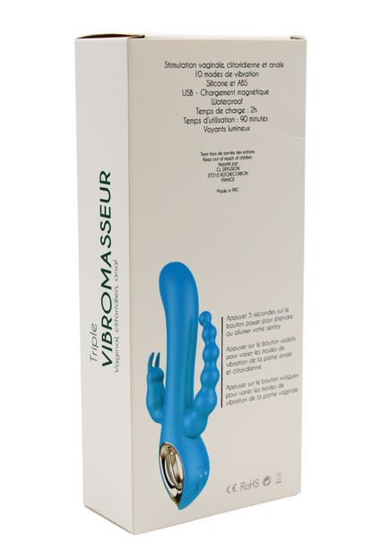 Vibromasseur Rabbit rose avec chapelet vibrant