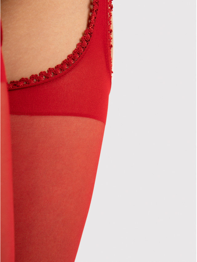 Amour Bas Jarretelles 20 DEN - Rouge – Fiore – vue 3