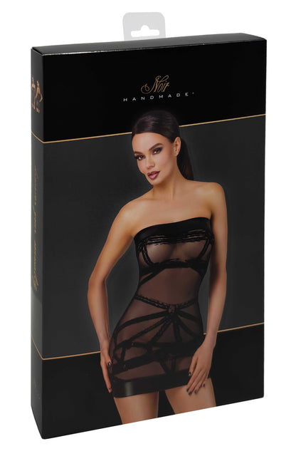 F359 Bondesque Mini robe épaule dénudée – Noir Handmade – vue 7