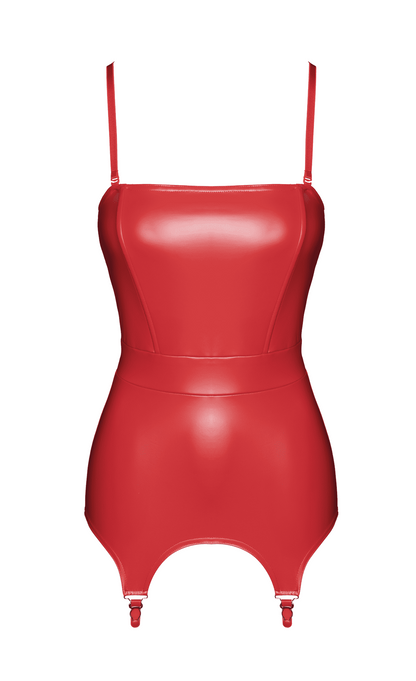 F368 Bombshell Corset porte jarretelles rouge féroce – Noir Handmade – vue 9