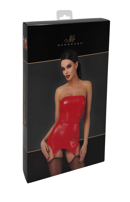 F368 Bombshell Corset porte jarretelles rouge féroce – Noir Handmade – vue 11
