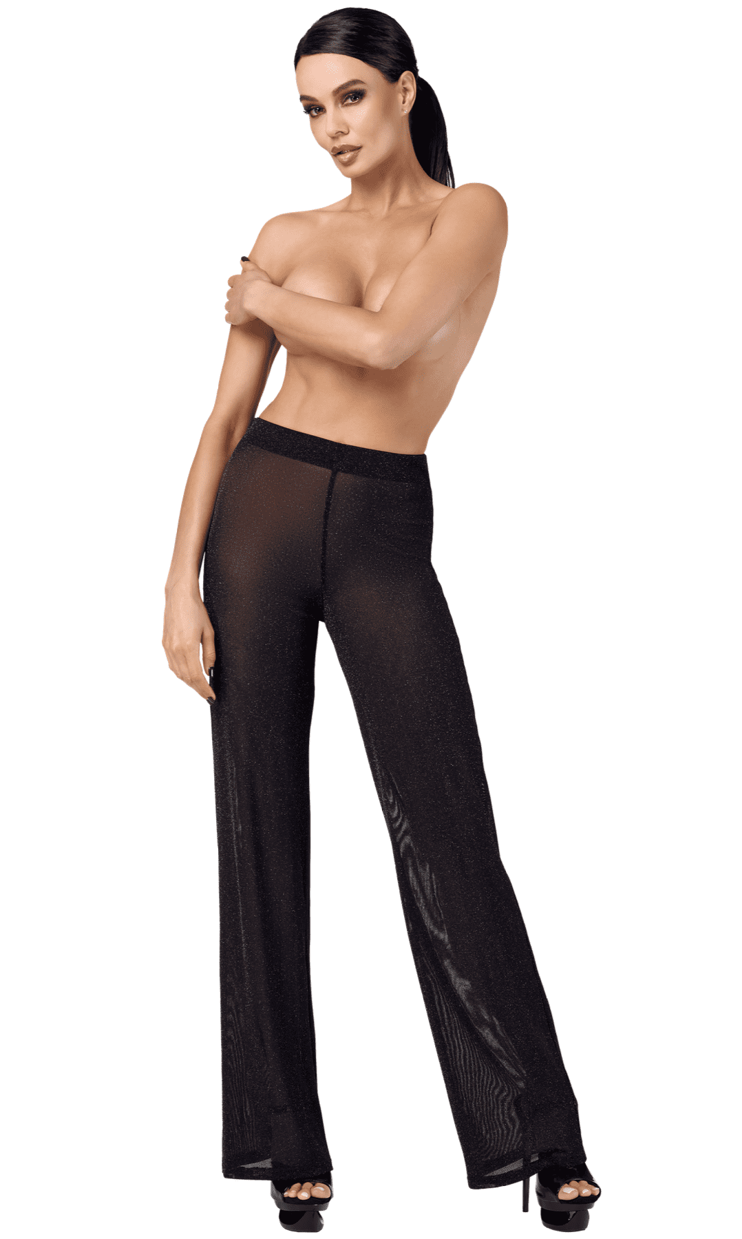 F374 Onyx Pantalon trasparent – Noir Handmade – vue 1