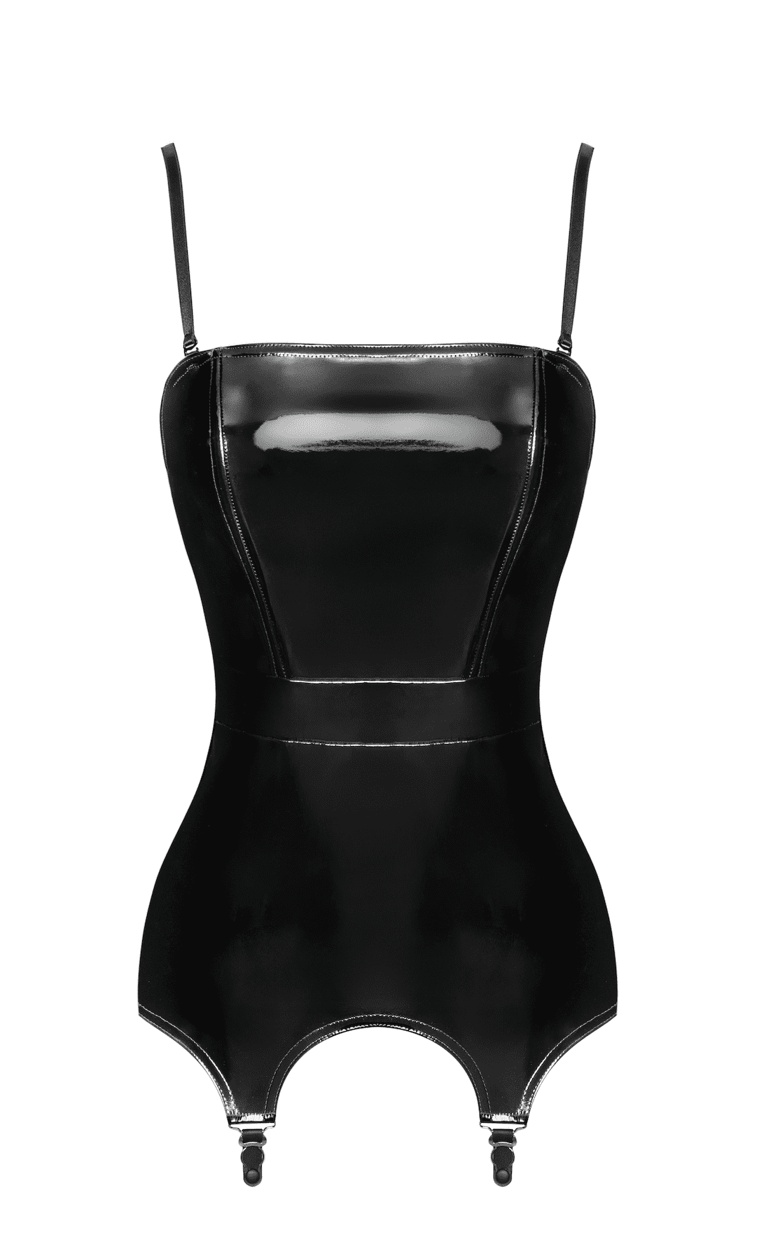 F381 Dominae Venom Corset porte jarretelles en PVC – Noir Handmade – vue 6
