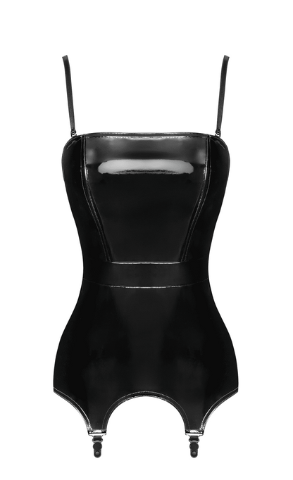 F381 Dominae Venom Corset porte jarretelles en PVC – Noir Handmade – vue 6