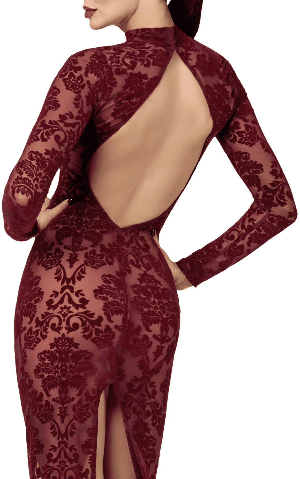 F383 Kink Royal longue robe – Noir Handmade – vue 5