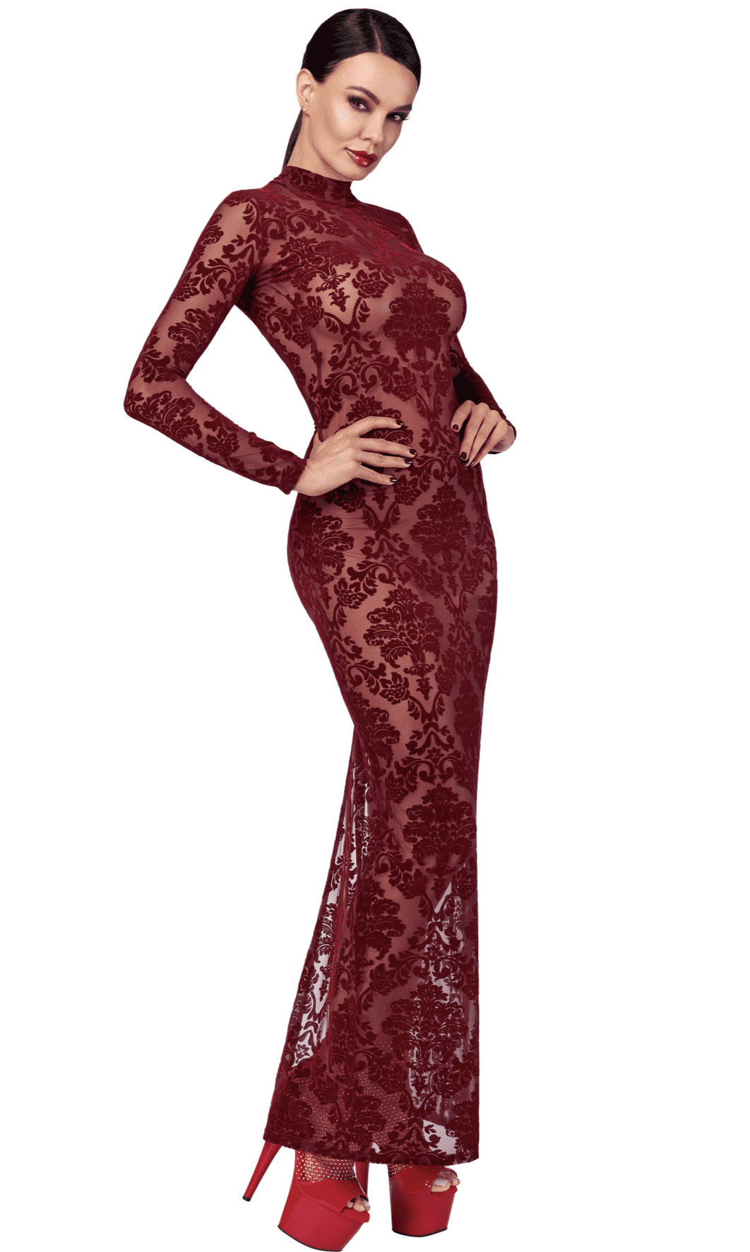 F383 Kink Royal longue robe – Noir Handmade – vue 2