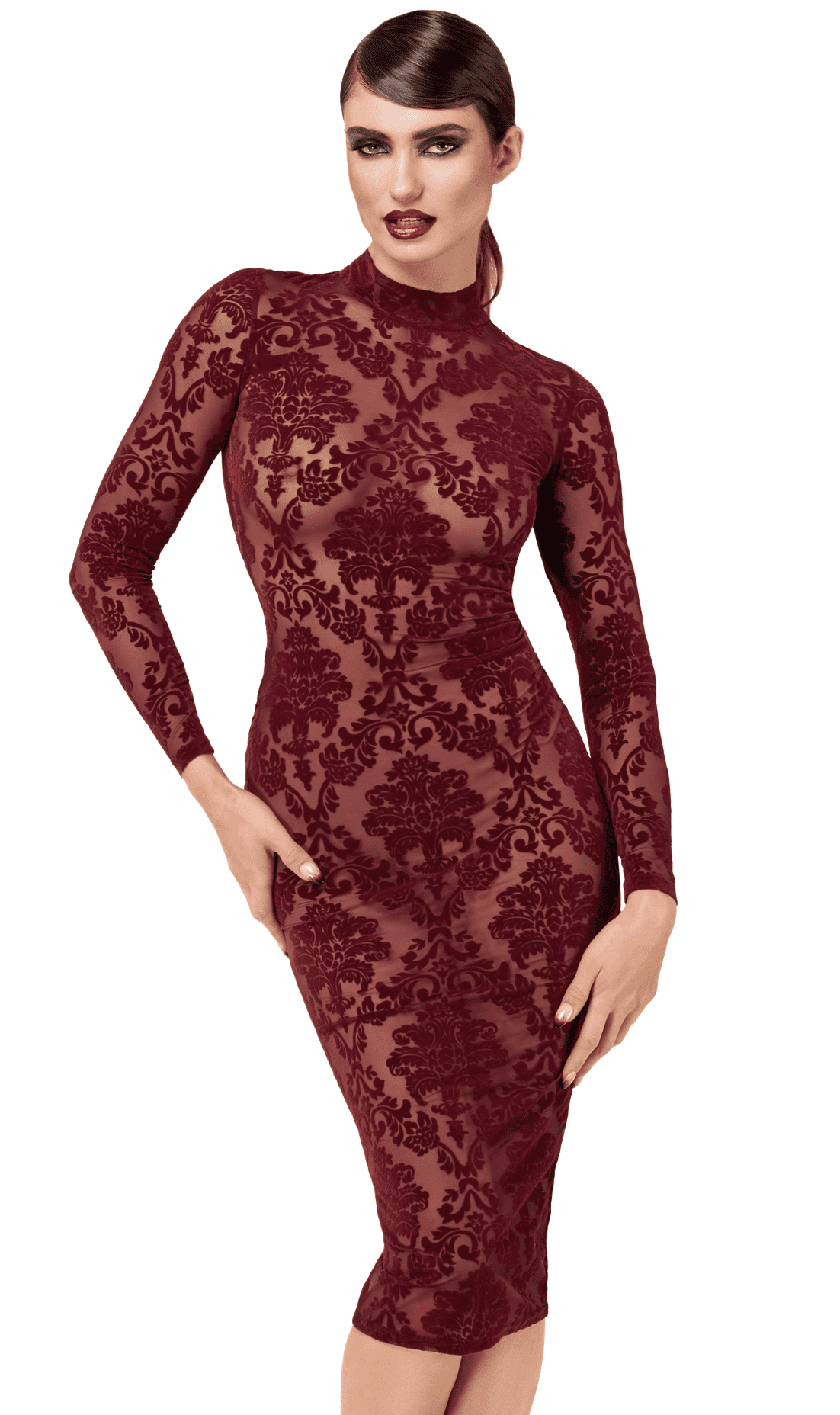F384 Kink Royal Robe mi-longue – Noir Handmade – vue 2