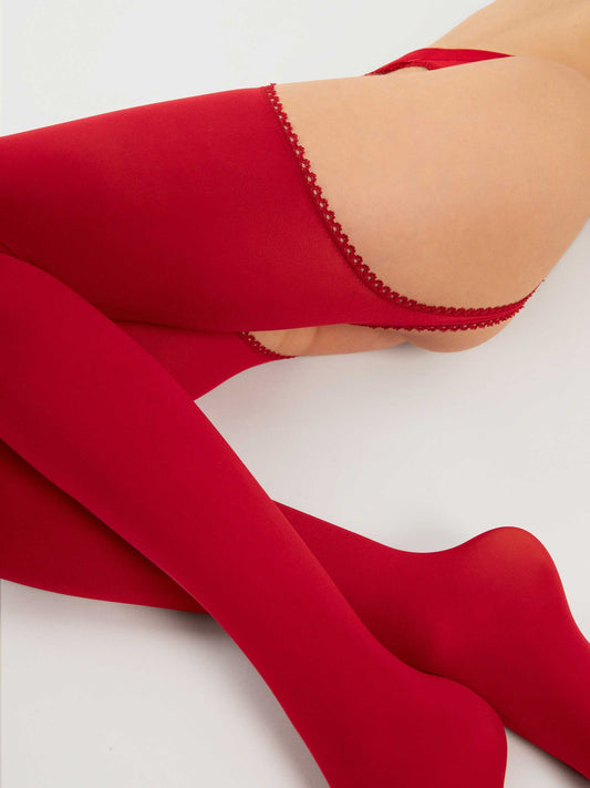 Diavola Bas jarretelles 60 DEN - Rouge – Fiore – vue 1