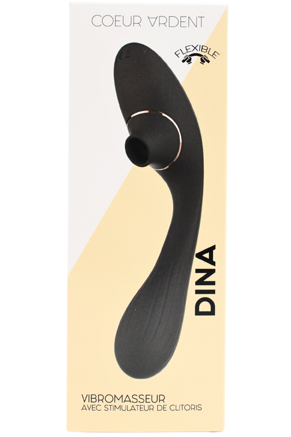 Stimulateur Clitoridien Vibromasseur Point G 2-en-1 DINA Noir – Coeur Ardent – vue 2
