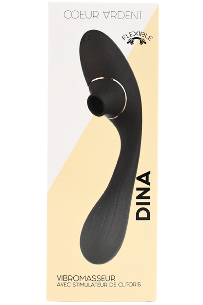 Stimulateur Clitoridien Vibromasseur Point G 2-en-1 DINA Noir – Coeur Ardent – vue 2