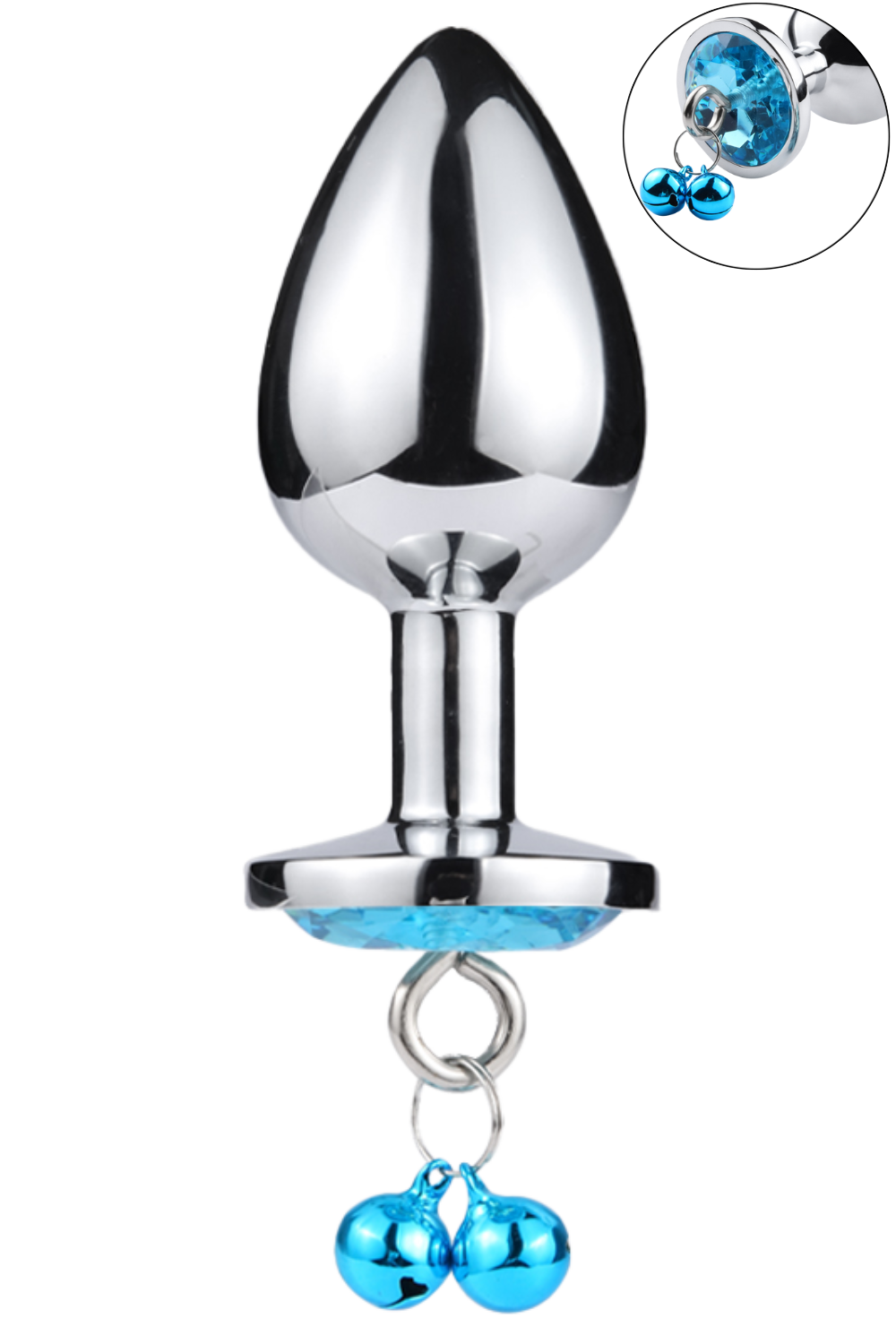 Plug bijou aluminium bleu avec clochettes Taille M JINGLE – Coeur Ardent – vue 1