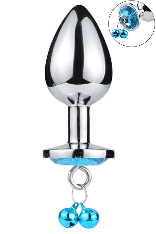 Plug bijou aluminium bleu avec clochettes Taille M JINGLE – Coeur Ardent – vue 1