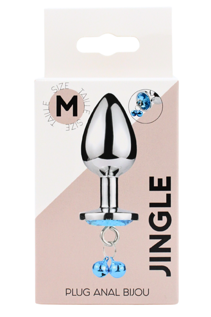 Plug bijou aluminium bleu avec clochettes Taille M JINGLE – Coeur Ardent – vue 2