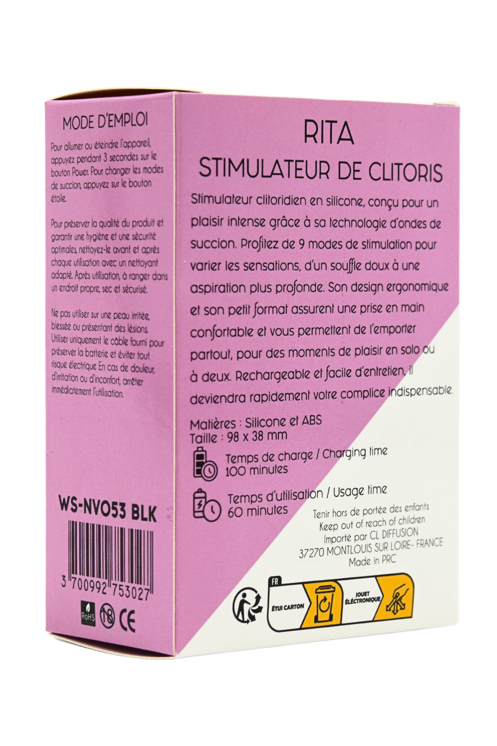 Stimulateur clitoridien RITA à ondes de succion Cœur Ardent