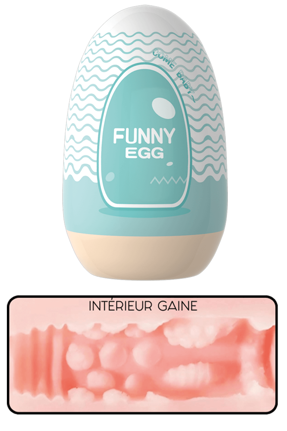 Gaine Masturbatrice Réutilisable FUNNY EGG – Design Réaliste Bouche – Coeur Ardent – vue 3