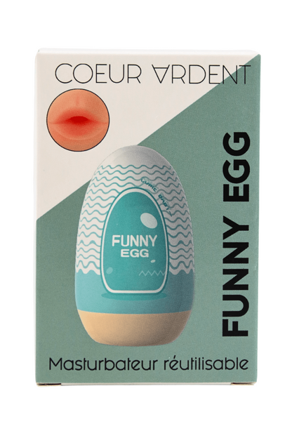 Gaine Masturbatrice Réutilisable FUNNY EGG – Design Réaliste Bouche – Coeur Ardent – vue 5