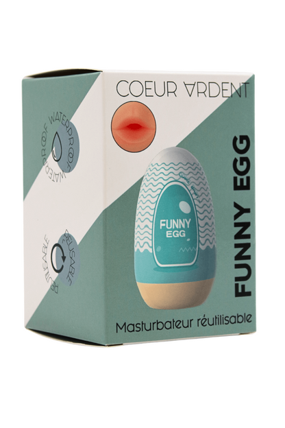 Gaine Masturbatrice Réutilisable FUNNY EGG – Design Réaliste Bouche – Coeur Ardent – vue 6