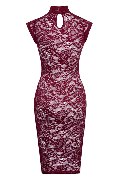 Robe moulante en dentelle rouge bordeaux - Cottelli