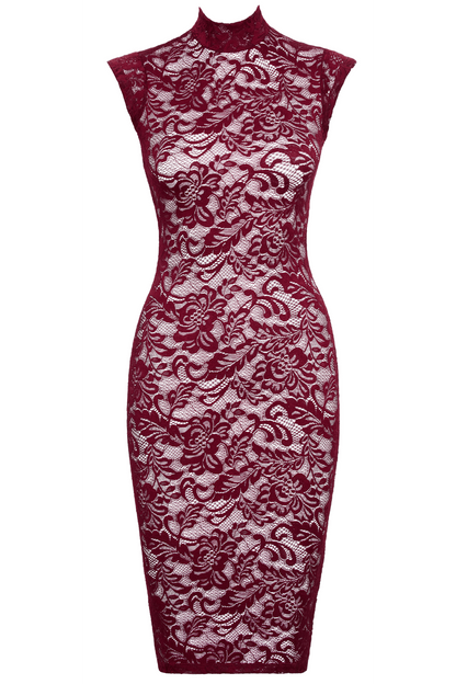 Robe moulante en dentelle rouge bordeaux - Cottelli