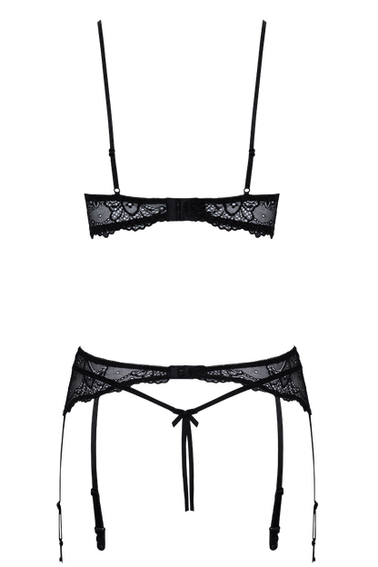 Soutien-gorge balconnet, porte-jarretelles & string ouvert - Cottelli