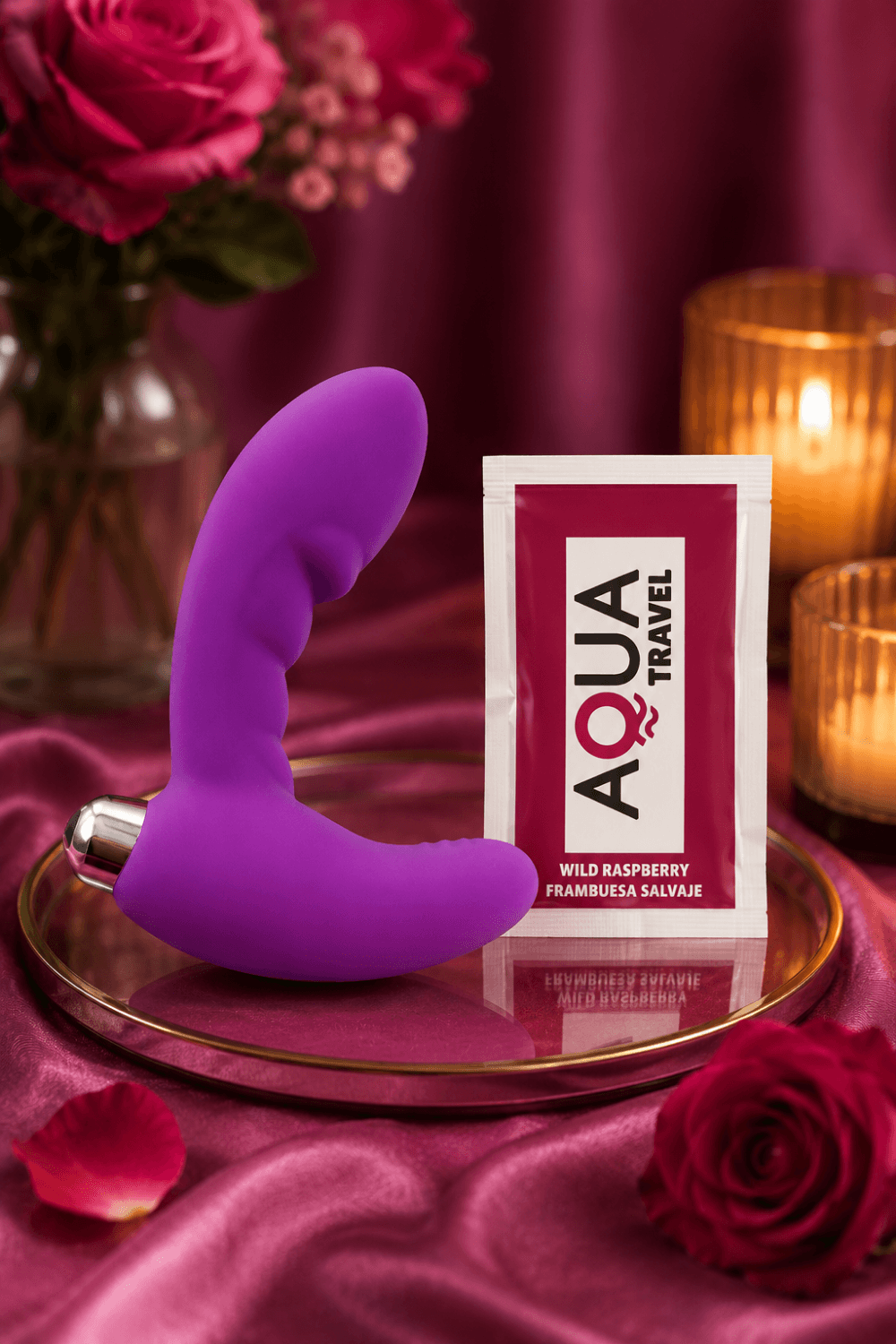 Vibromasseur anal violet stimulateur de prostate Pocket Pleasure + 1 dosette lubrifiant