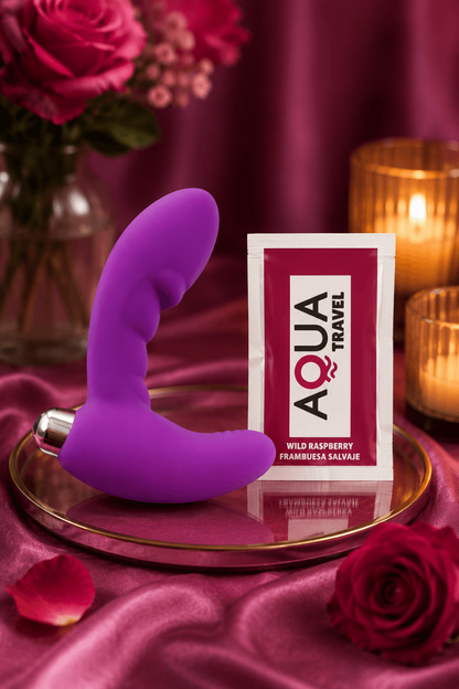 Vibromasseur anal violet stimulateur de prostate Pocket Pleasure + 1 dosette lubrifiant