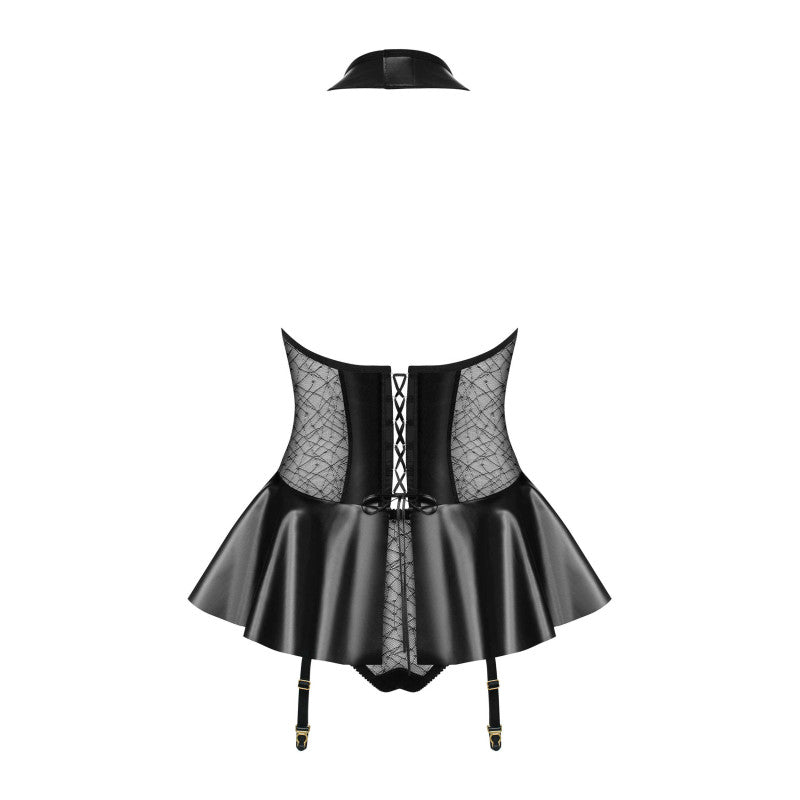 Guêpière Simili cuir 859-COR-1 Noir Obsessive