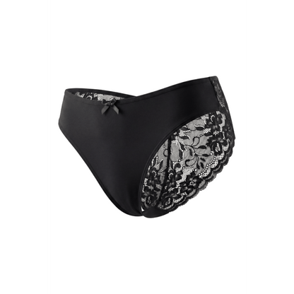 Culotte noire en dentelle avec nœud en satin – Be Lily Panties – vue 10