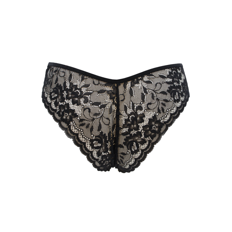 Culotte noire en dentelle avec nœud en satin – Be Lily Panties – vue 2