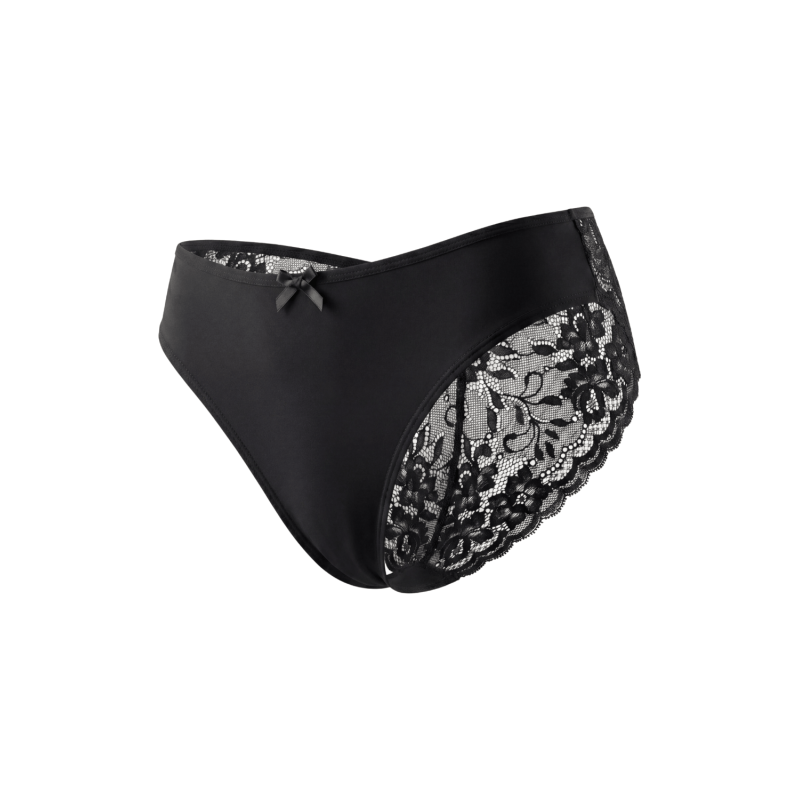 Culotte noire en dentelle avec nœud en satin – Be Lily Panties – vue 1