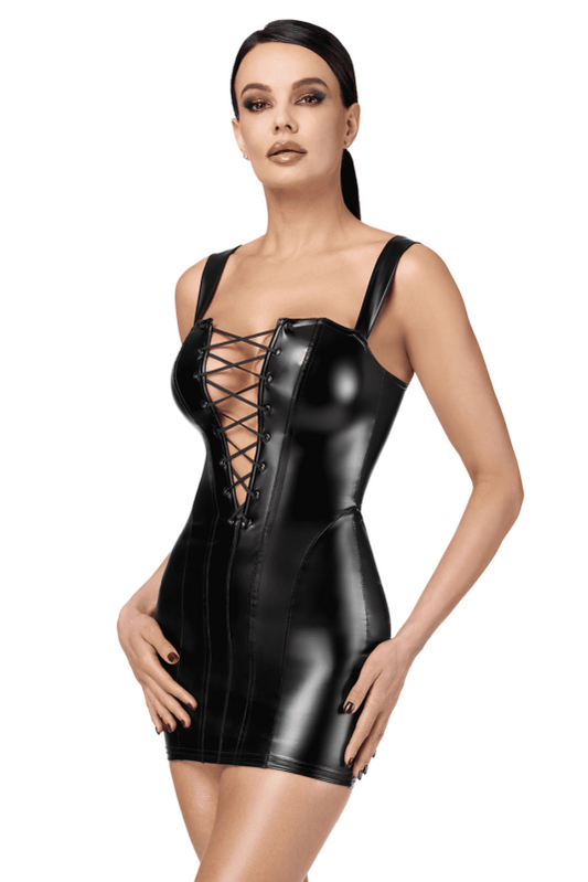 F363 Vixen mini robe lacée Noir Handmade