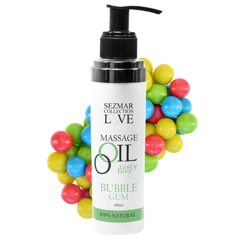 Huile de massage comestible bubble gum 100ml 100% naturelle Sezmar