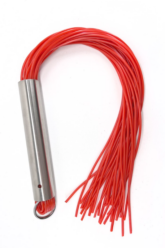 Martinet homme rouge manche métal lanières en PVC – The Sinners – vue 1