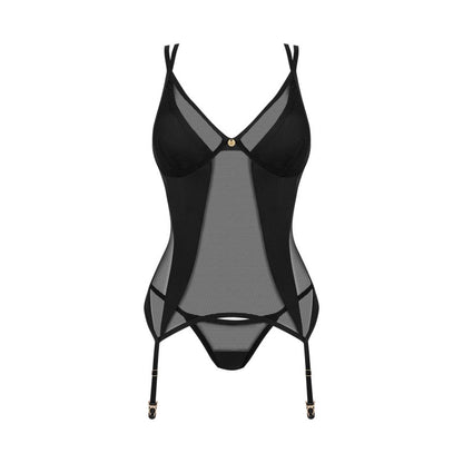 Guêpière Nesari corset et string - Noir – Obsessive